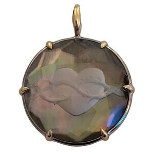 Ippolita .925 Black & 18K Gold Carved Heart Thorns Chalcedony Pendant NWT $1,195